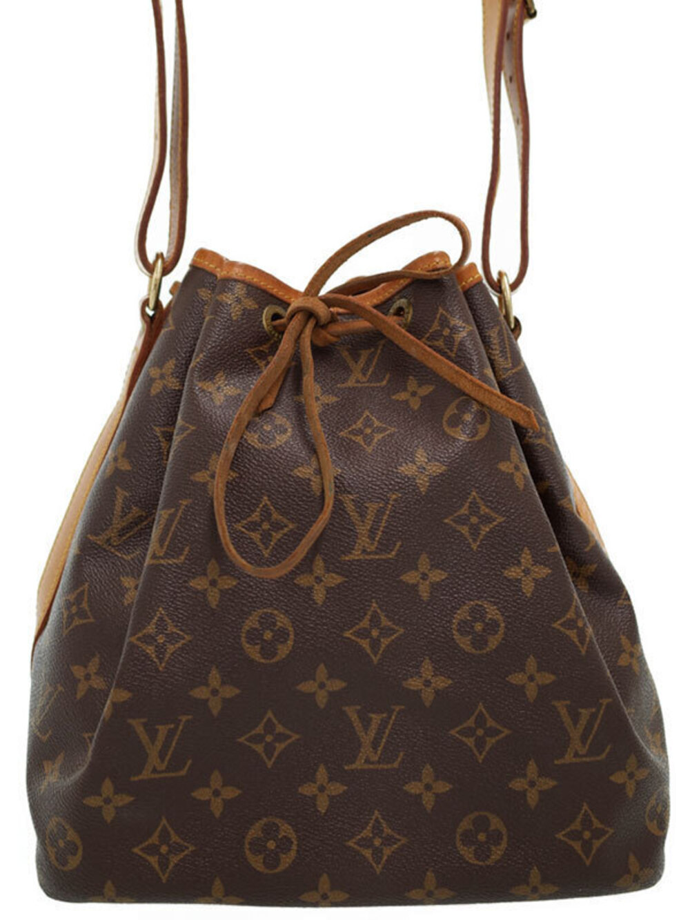 Louis Vuitton Noe Monogram Canvas Leather Shoulder Bag Brown